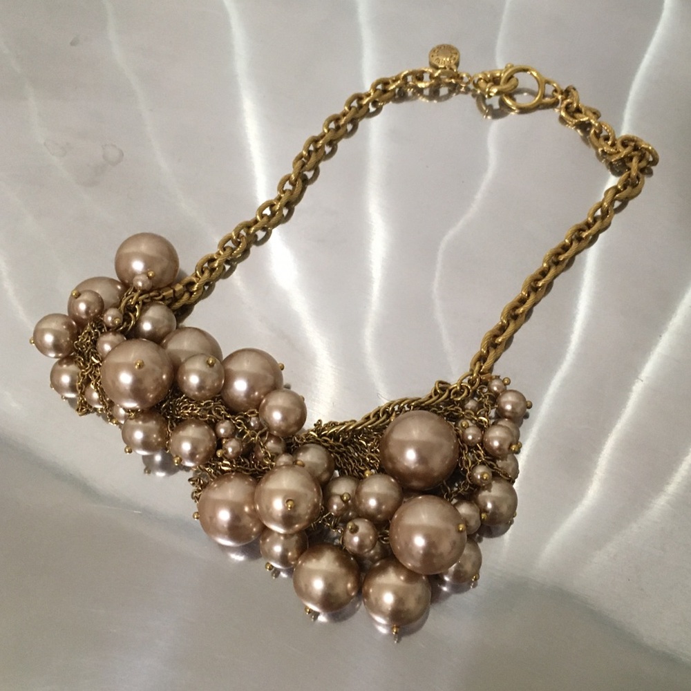 J. Crew Dusty Pink Gold Champagne Bauble Necklace